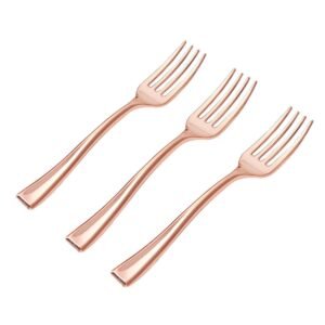 Disposable Mini Rose Gold Fork Metal PS Plastic Cutlery For Dessert