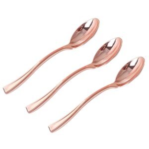 Disposable Mini Rose Gold Spoon Metal PS Plastic Cutlery For Dessert