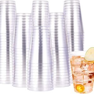 16 Oz Disposable Clear Plastic Cups, Party Drinking Cups Perfect for Water, Cold Coffee, Beer, Shakes