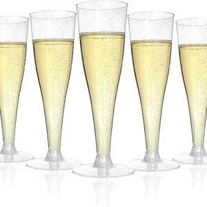 4.5 oz Disposable Clear Plastic Champagne Flutes for Party,Wedding, Anniversary and Graduation