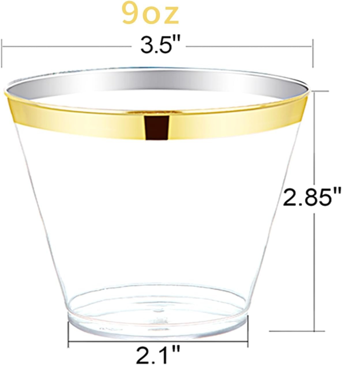 9Oz 275Ml Wholesale Gold Rim Transparent Drink Party Wedding Tableware Disposable Plastic Wine Glass Cup - Image 4
