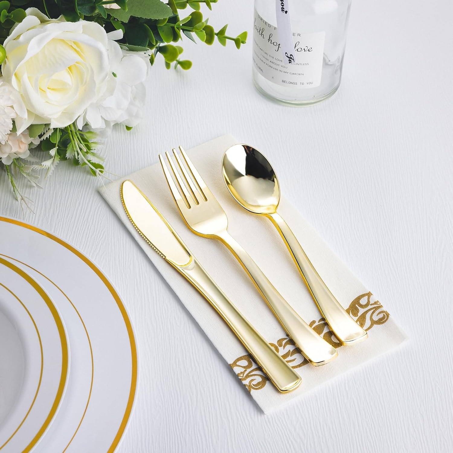 Disposable Gold Plastic Cutlery Set - Image 3