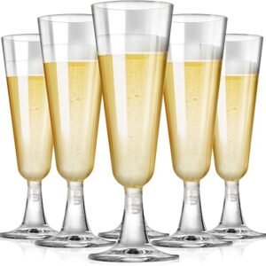 Plastic Champagne Flutes 5.5Oz Clear Hard Disposable Party Wedding Cups