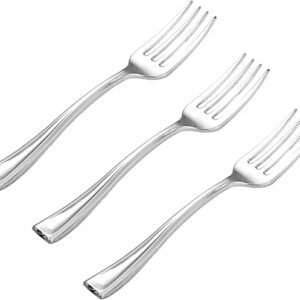 Disposable Mini Silver Fork Metal PS Plastic Cutlery For Dessert