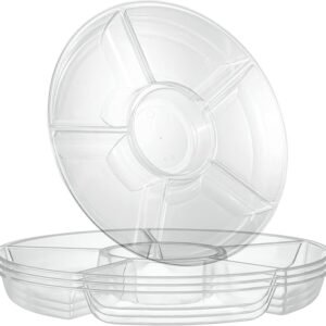 Disposable 6 Sectional Round Plastic Serving Tray/Platters