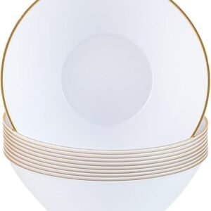 Factory Wholesale 6 OZ Disposable Disposable Salad Bowls - Gold-Rimmed Heavy-Duty Clear Plastic Fancy Bowls For Warm And Cold Foods Ideal For Restaurants