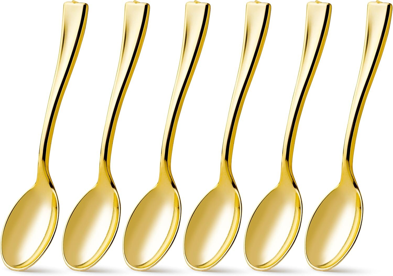 Disposable Mini Gold Spoon Metal PS Plastic Cutlery For Dessert