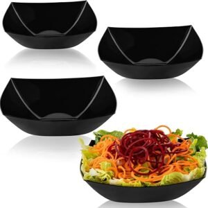 Disposable Plastic Square Medium Salad Bowls 64oz