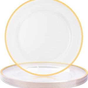 Disposable Charger Plates with Gold Rim, Perfect Table Decor for Party, Wedding