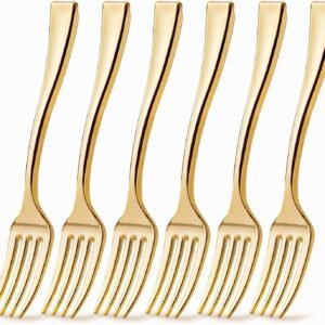Disposable Mini Gold Fork Metal PS Plastic Cutlery For Dessert