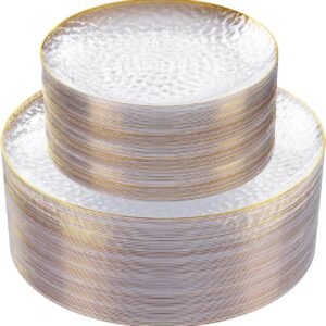 Disposable Plastic 6 7 9 10 Inch Hammered Party Plates With Hotstamped