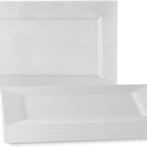 Premium Disposable Plates Rectangular Plastic Plates For Parties - Durable Heavy-duty